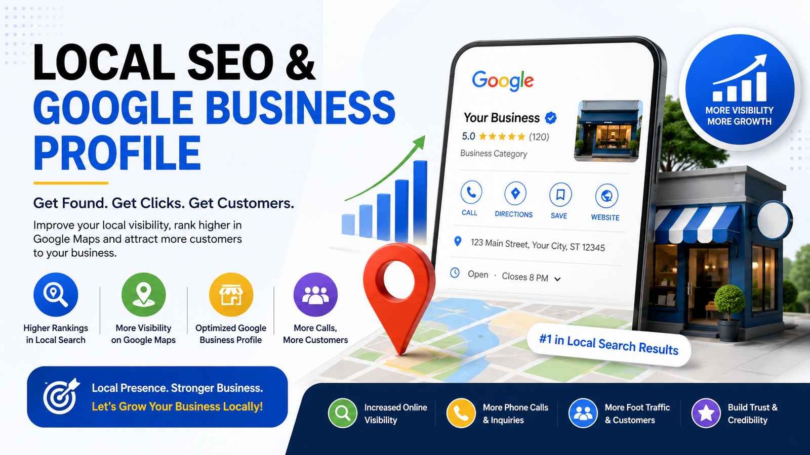 Professional Local SEO and Google Business Profile optimization services to improve Google Maps rankings, increase local search visibility, attract nearby customers, and generate more leads.