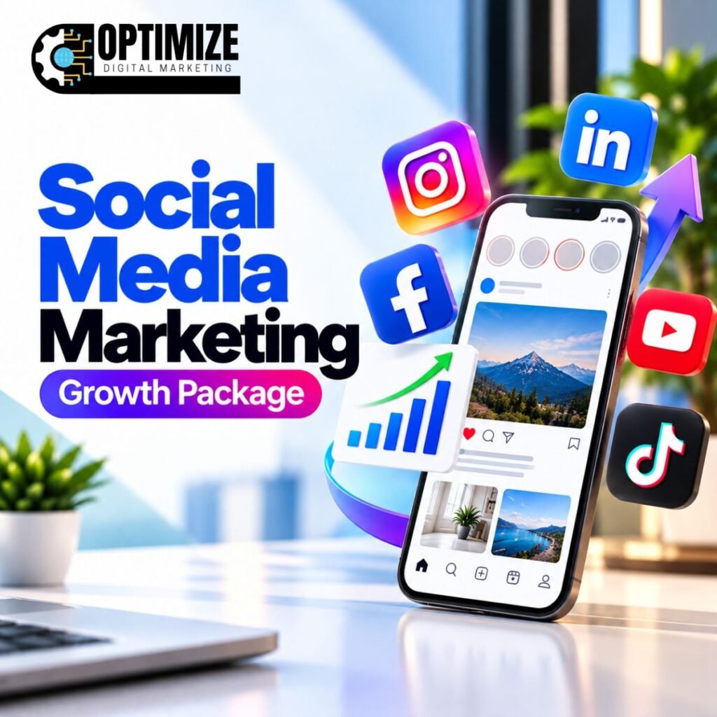 Social Media Marketing Growth Package by Optimized Digital Marketing Service for increasing brand visibility, engagement, followers, leads, and online growth through strategic social media marketing.