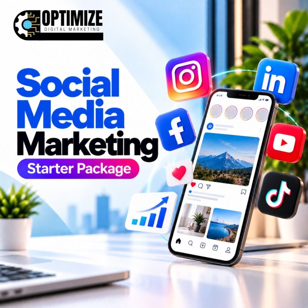 Social Media Marketing Starter Package by Optimized Digital Marketing Service to build brand awareness, increase social media reach, engagement, followers, and online visibility.