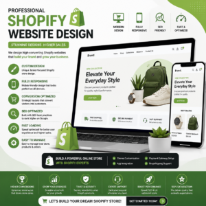 Professional Shopify website design services creating custom, responsive, SEO-friendly, mobile-optimized eCommerce stores that increase online sales, customer engagement, and business growth.